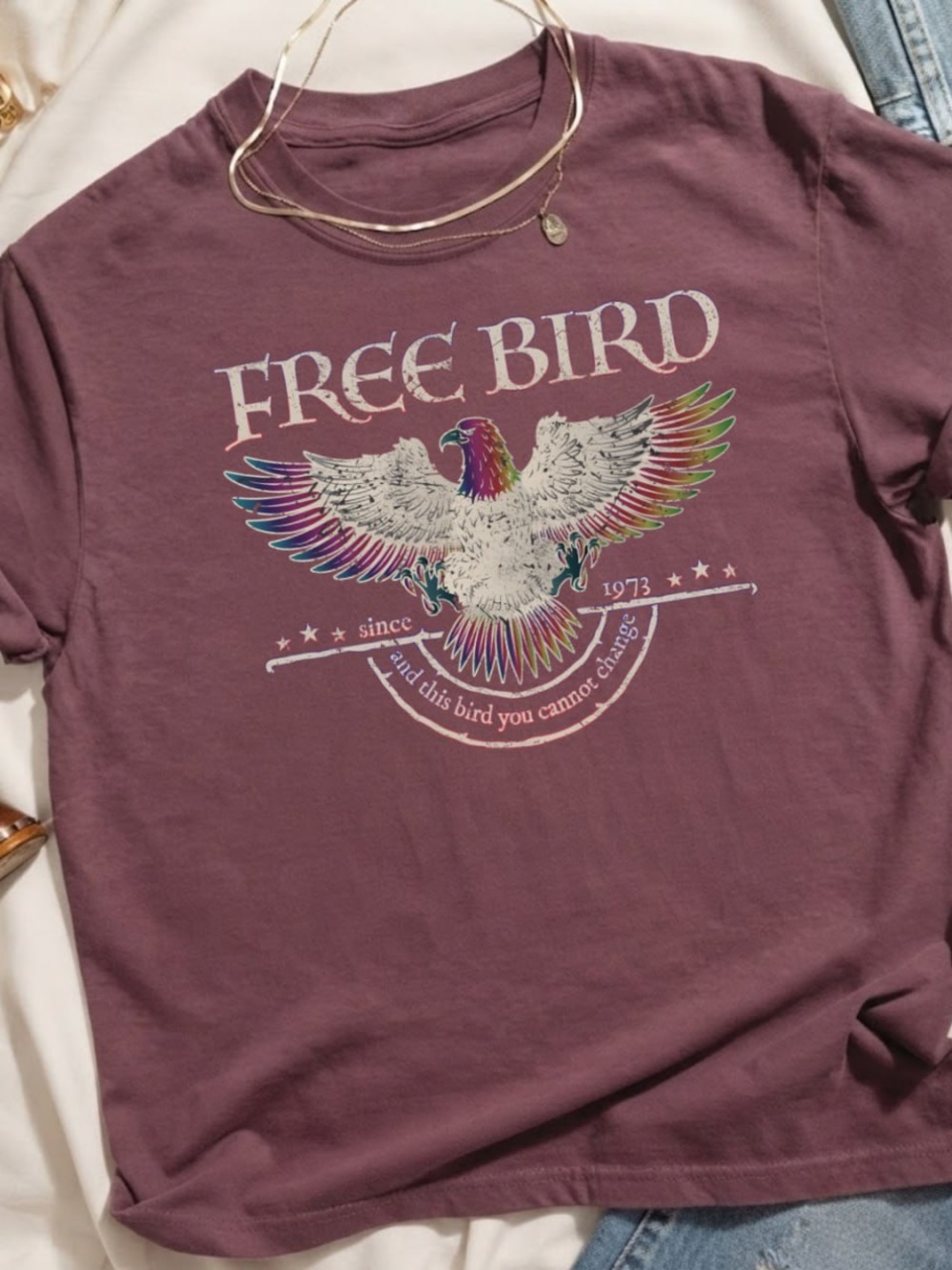 FREE BIRD Graphic Tee - Plum